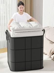1pc Foldable Reinforced Handle Storage Basket, Fabric Storage Box Suitable For Bedroom, Closet And Laundry Room, Easy To Fold And Store When Not In Use - View 4