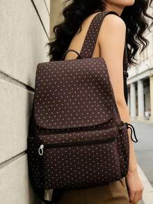 Ba lô nữ chấm bi có nắp gập, chất liệu nylon nhẹ, nhiều ngăn, kiểu dáng thường ngày, dung tích lớn, thích hợp cho đi học, đi làm và du lịch. - Nhiều màu - Xem 9