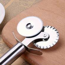 1/2件套不锈钢糕点切割器、饺子切割器、披萨切割轮、意面滚轮，带人体工学手柄，易于使用和清洁 - 銀色 - 查看 8