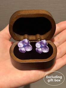 1 Pair Fashionable Minimalist Delicate Blooming Flower Glass Inlaid Elegant Earrings, Suitable For Party, Daily, Gathering, Vacation, Banquet Wear - Purple - View 7