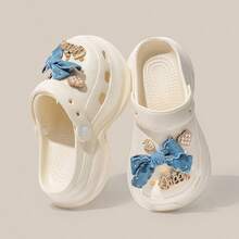 Teen Girl Fashion Exclusive Fashion Light Wooden Clogs Thick-Soled Hole Shoes, Summer Beach Vacation Outdoor Pool Sandals Girl's Students Slip-Resistant Headband River Running Hole Shoes EVA Soft Sole Slip-Resistant Breathable Comfortable Casual Girl's Slippers Gardening Shoes And Beach Shoes, Customized Pendant, Suitable For Home And Travel, Suitable For All Four Seasons. - trắng - Xem 7