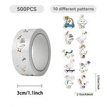 500PCS Funny Goose Stickers Roll 10 Styles Goose Party Favors Vinyl Stickers(500 Per Roll) - Black - View 4