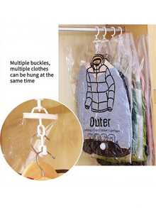 1pc Hanging Vacuum Compression Bag Transparent Vacuum Compression Bag With Hook, Can Hang Clothes, Storage And Organization, Dustproof, Household Clothing Bedding Storage Bag, Space Saving, Suitable For Bedding, Blanket, Etc., Bedroom Storage Bag, Wardrobe Storage Bag, Home Bedroom Dormitory Wardrobe Storage Bag, Can Store Dresses, Shirts, Coats, Etc. - Multicolor - View 7