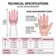 1 Pair Pink PVC Cleaning Gloves, Reusable Household Dishwashing Gloves With Long Cuff And Textured Palm For Kitchen Sink, Dishes, Bowls, Pots, Pans, Bathroom And Laundry Use - Pink (Large) - View 8