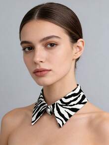 1 Pc Zebra Print Detachable Collar, Versatile, Removable, Perfect For All Occasions - Zebra Stripes - View 4