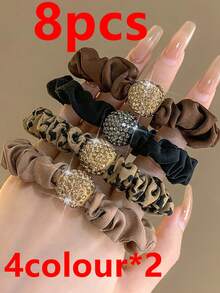 4pcs/Set 6cm Women's Solid Color Casual Polyester Elegant Scrunchies, Suitable For Leisure And Party Hair Ties Scrunchy Hair Ties Ponytail Head Accessories Elastic Band Beauty Home Hair Accessories - Multicolor - View 12