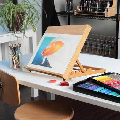 Adjustable Wooden Artist Workstation A3 Drawing Board Easel Art Craft Table Desk