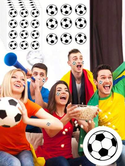 120张/10张足球图案贴纸，足球主题装饰贴纸，适合体育迷聚会、比赛和生日派对用品