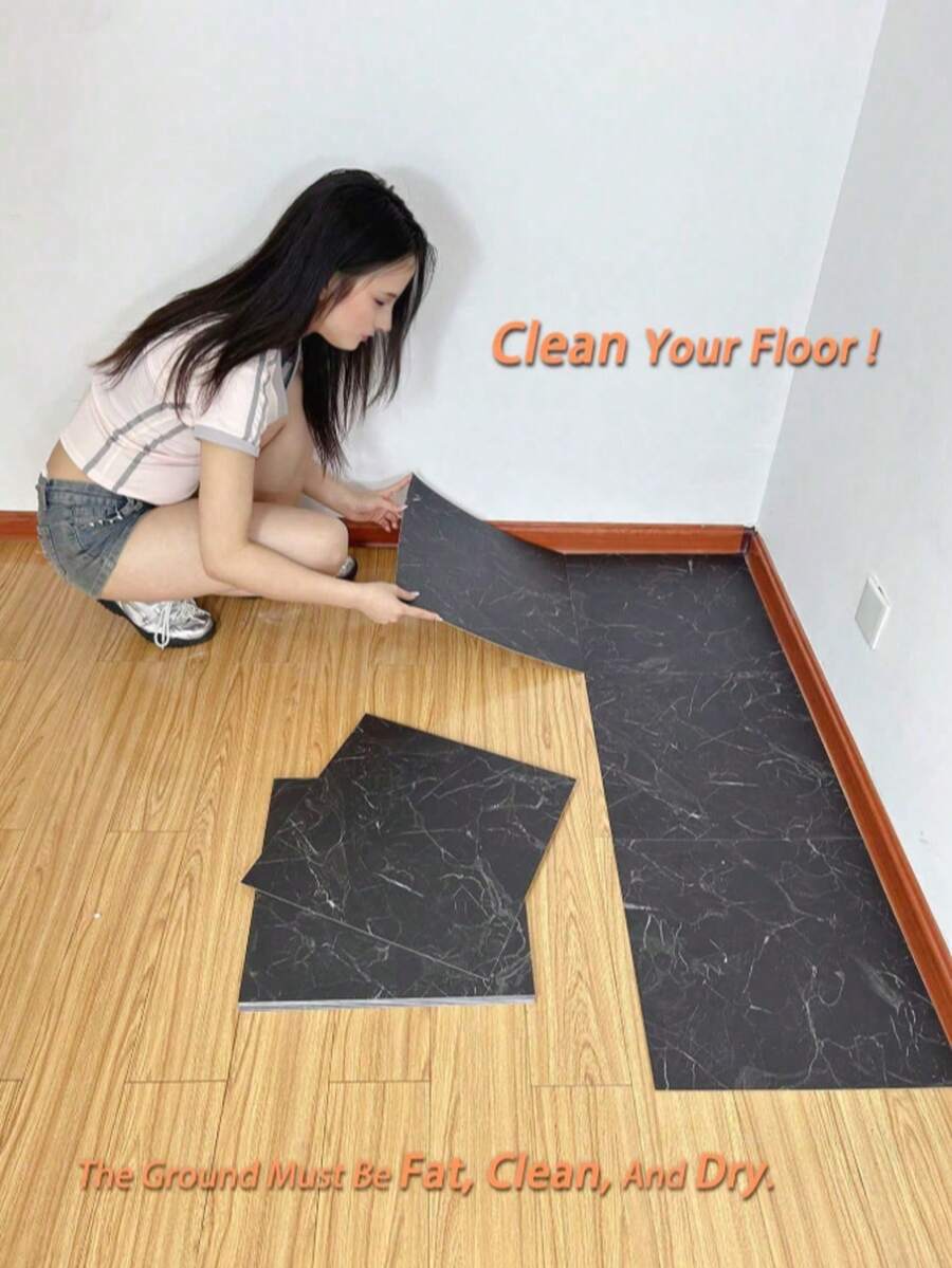 10pcs Large Size Marble Pattern Self-Adhesive Floor Tiles, Indoor Decoration PVC Vinyl Flooring. Removable Tile Stickers, Kitchen Ceramic Tile Stickers, Bedroom Decor Removable Wallpaper. Home Decor Removable Flooring. Waterproof Bathroom Tile Stickers. Anti-Slip Vinyl Flooring. Wall Decor, Vinyl Wallpaper, Wall Stickers. Two Sizes: 30cm (11.8 Inches) - A - View 1