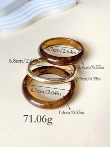 Bộ 3 vòng tay kiểu retro thanh lịch, thiết kế tối giản, phù hợp với trang phục thường ngày, trang sức thời trang nữ, chất liệu acrylic, không đính đá, phù hợp cho cả ngày thường và các bữa tiệc quanh năm (Sản phẩm cao cấp) (Vui lòng kiểm tra kỹ kích thước xem có vừa tay không) - Nhiều màu - Xem 3