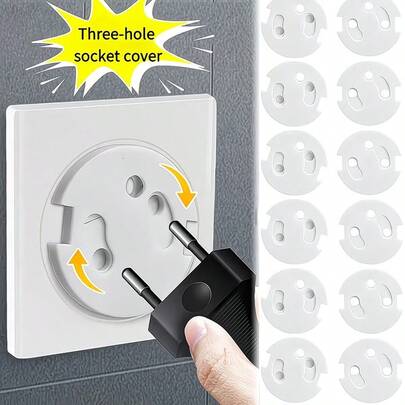 Lot de 40/30/20/10/8 protège-prises de sécurité pour enfants, blancs, style européen, sans trous, anti-électrocution, sécurité domestique, en ABS, adaptés aux prises inutilisées, installation et retrait faciles, dispositif de sécurité standard.