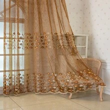 1pc Luxury European Modern Embroidered Velvet Curtain, Semi-Sheer Blackout Decorative Privacy Protection For Living Room & Bedroom - Multicolor - View 7