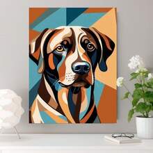 Kit de pintura profesional para principiantes y adultos, ideal para uso artístico, que incluye pinturas, lienzo y pinceles. Presenta un retrato abstracto de perro y mide 40X50Cm (15.74X19.68In). Esta obra de arte sin marco es perfecta para la decoración del hogar y actividades familiares. - Enmarcado - Ver 3