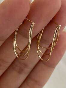 1 Pair Metal Chain Earrings Personalized Fashion Long Earrings For Women & Girls, Travel, Wedding, Party Accessories, Birthday, Christmas Gift 2026 - 金子 - 查看 6