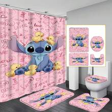 四件套动漫主题浴室套装：包含高清防水浴帘、防滑吸水浴垫和马桶盖。这款套装因其可爱有趣的造型和防滑垫的安全性能而深受儿童喜爱，助您打造一个充满趣味和奇思妙想的浴室空间。 - 卡通 - 查看 1