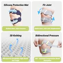 Orteză de genunchi pentru rotulă cu pernă ergonomică din silicon, susține tendonul rotulian, stabilizator de compresie reglabil pentru ameliorarea durerii - Multicolor - Vizualizare 5