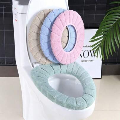 4-Season Toilet Seat Cover, Large Thick Padded Toilet Seat, Made Of Acrylic And Spandex, Warm And Comfortable, Hygienic, Suitable For Home, Hotel, Travel, Easy Installation, Washable And Reusable Toilet Seat Cushion