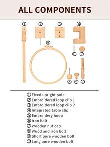 Khung thêu chữ thập bằng gỗ sồi, thiết kế để bàn âm tường, giá đỡ thêu đa chức năng có thể xoay, dễ lắp ráp, tiện dụng cho nhiều góc thêu khác nhau, kèm theo 1 vòng thêu. - A - Xem 10