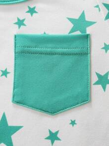 3 piezas/Set Mono con estampado de estrellas - Azul Cadete - Ver 5