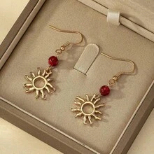 1 Đôi bông tai thiết kế hình mặt trời cổ điển thời trang, quà tặng trang sức cao cấp. - Vàng - Xem 3