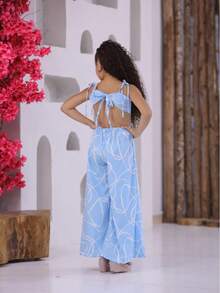 Long Printed Jumpsuit For Girls And Teenagers. - Baby Blue - View 4