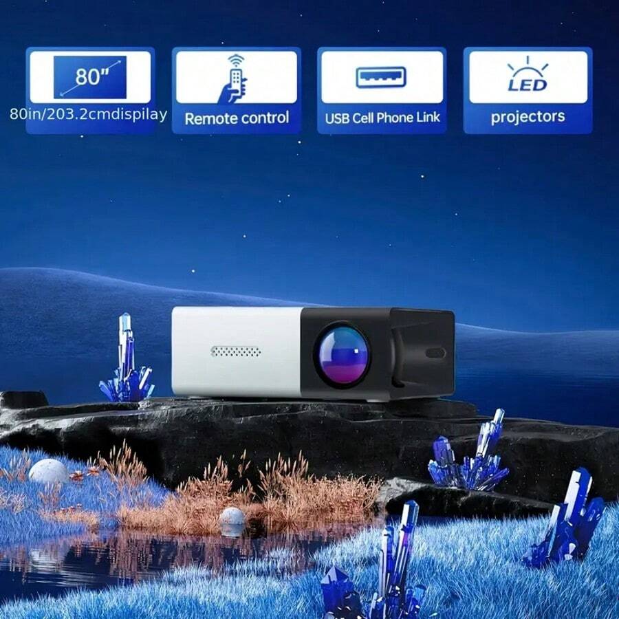 3000+ Lumens VividView Mini HD Projector - Stunning 3D Visuals, Wide Compatibility, Convenient Remote Control, Compact Design, Create An Immersive Home Theater Experience - 查看 1