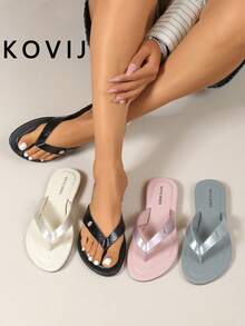 Summer New Rhinestone Butterfly Flip Flops For Women, Pink Soft Bottom Non-Slip Thong Sandals, Beach Holiday Slippers, Versatile Flat Slides For Daily Commute & Leisure - Black - View 5