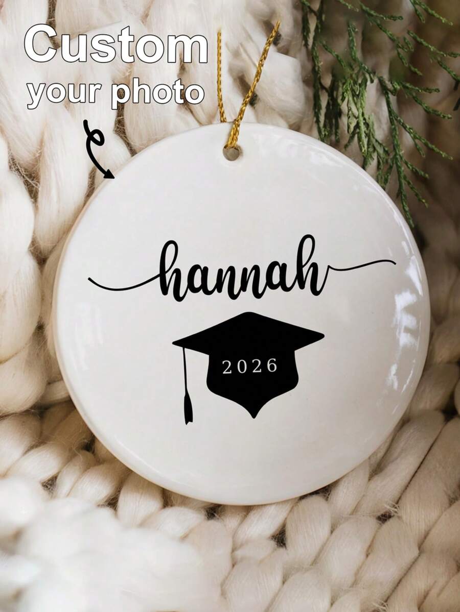 1件毕业礼物，硕士博士毕业礼物亚克力纪念品，可作为毕业女儿、儿子、姐妹的装饰品，圣诞节，毕业装饰品，个性化毕业礼物（带名字），定制高中毕业生纪念品，定制毕业帽节日2026毕业装饰品。 - F-畢業帽陶瓷掛飾 - 查看 1