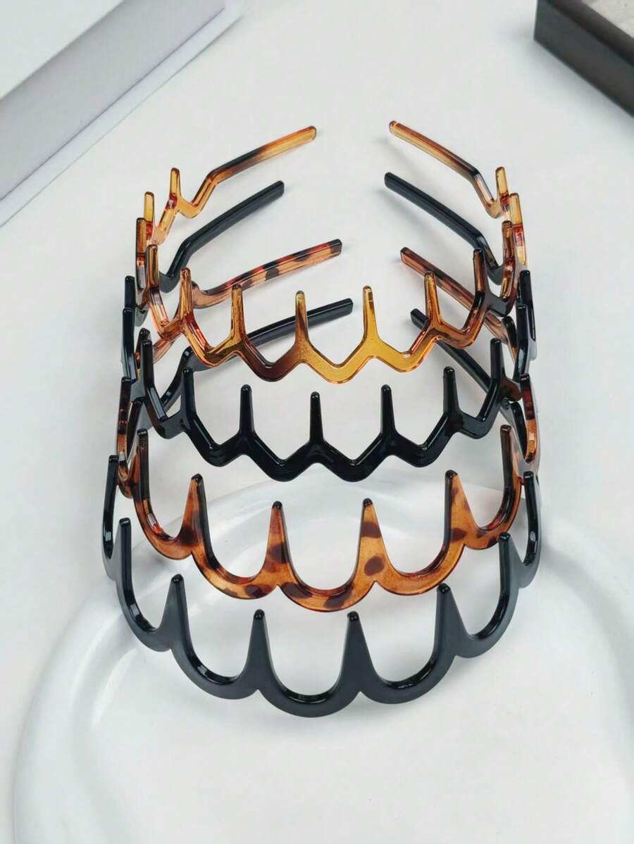 Băng đô răng cưa rộng, họa tiết da báo, đơn giản, bền, chống trượt, thích hợp cho việc rửa mặt và chăm sóc da. - Nhiều màu - Xem 1