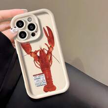 趣味大龙虾爪手机壳,可爱卡通红龙虾设计,简约INS风,情侣款,哑光白镜头边框,全方位防震软TPU材质,国际版,兼容三星、小米、、荣耀、摩托罗拉等品牌手机 - 黑色 - 查看 4