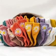 5 Pairs Women's Japanese Style Spring & Summer Embroidered Daisy Short Socks | Elegant, Soft & Comfortable For Casual Wear - Mixed Colors - 5 Pairs Randomly Selected - View 7