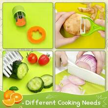 UINLE Baby Juego de juguetes de cocina de juego de roles para niños, herramientas realistas de cortar verduras y hornear, cuchillos de plástico, moldes con forma de verduras y frutas, delantal y herramientas de hornear, juguetes de interacción entre padres e hijos para educación temprana, regalo de cumpleaños para niños, manualidades de jardín de infantes, adecuado para niños y niñas de 6 años en adelante - Multicolor - Ver 5