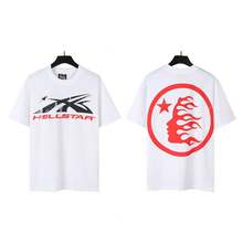 HellST Vintage Streetwear T-Shirt, 100 Percent Cotton Casual Loose Top, Unisex Couple Matching Tee - A796白色 - 查看 12