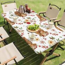 1 pieza Mantel de estilo granja con vaca, patrón floral y de vaca vintage, mantel de granja occidental, vaca montañesa linda y girasol, poliéster redondo y rectangular, adecuado para el hogar, la cocina, eventos, fiestas, interior/exterior, regalo ideal para amantes de las vacas - C - Ver 1