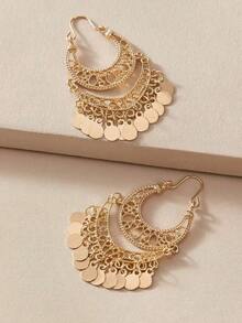 Imoli Disc Charm Hollow Out Drop Earrings - 9199 Silver - View 3