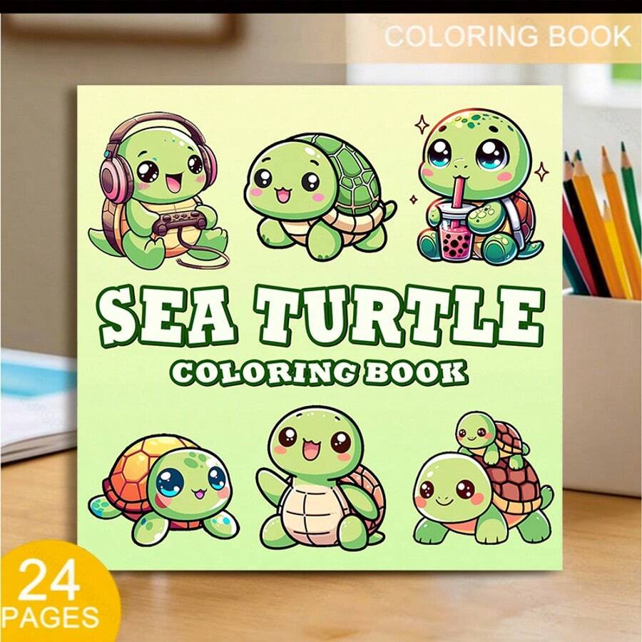 1 Livro de Colorir Tartaruga Fofa 24 Folhas (Papel Grosso 120gsm) Edição Deluxe Aprimorada (Adequado para Presentes de Páscoa, Ação de Graças, Natal, Ano Novo e Dia dos Namorados) - Peça única - Visão 1