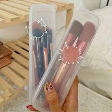 4pcs Transparent Makeup Brush Holder, Flip-Top Design For Easy Access And Organization, Dust-Proof Travel Storage Box, Suitable For Makeup Brushes, Utensils, Beauty Tools And Accessories (Universal Size) - Clear - View 5