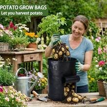 Potato Planting Bag, Upgraded With Observation Window And Drainage Holes Potato Planting Bag, With Cover, Handle And Window Fixator, Suitable For Potatoes, Carrots, Tomatoes And Onions. Indoor/Outdoor Seasonal Temperature Control, Easy For Root Growth - Multicolor - View 2