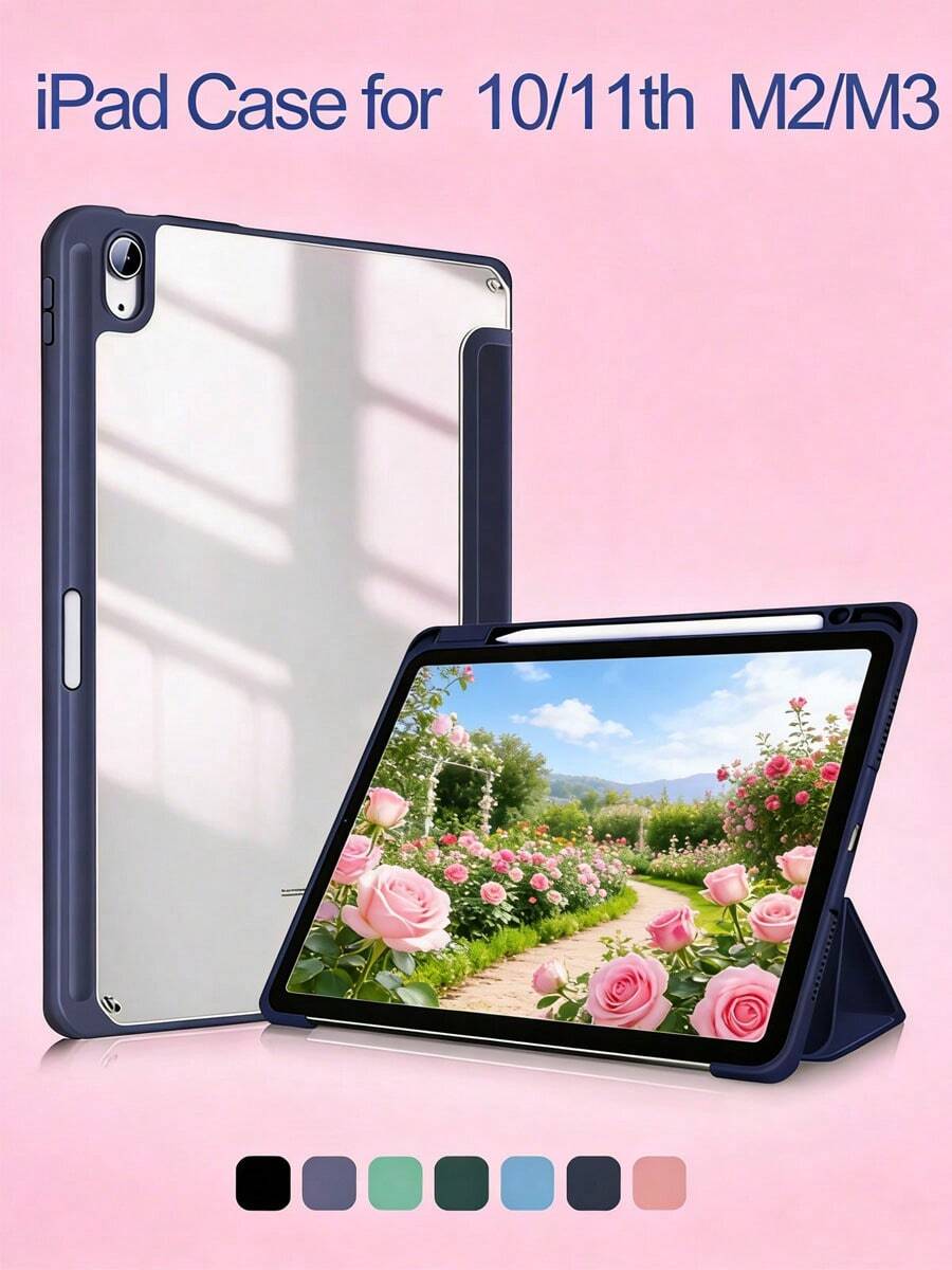 Ốp bảo vệ mỏng nhẹ tương thích với iPad (A16) thế hệ thứ 11 11" 2025 & thế hệ thứ 10 10.9" 2022, chân đế gập ba, ngăn đựng bút cảm ứng, tự động bật/tắt màn hình, màu xanh biển. - Màu xanh lam - Xem 1