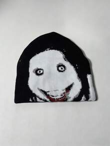 1 pieza Gorro de punto de jacquard de pata de gallo, versátil y casual para usar en la calle, adecuado para primavera, otoño e invierno, unisex, disponible en varios colores, excelente regalo para el Día de San Valentín - Gorro de punto a cuadros con diseño de medio pájaro - Ver 4