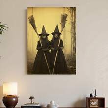 Enmarcado Juego de 6 láminas planas 2D  para Halloween: brujas, fantasmas y máscaras de animales góticos | Decoración de pared HD  para sala de estar, dormitorio y oficina (20 x 25 cm) - Enmarcado - Ver 2