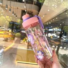 1个600毫升可爱动物纹水瓶，防漏带盖，方便携带，适合上学、通勤、户外活动、野餐、露营、旅行，也适合运动、健身、办公、度假、生日、周年纪念、毕业典礼、儿童节礼物。 - 彩色 - 查看 16