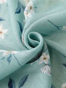 Women's Fresh Green Leaf Print Tassel Scarf, Versatile Decoration Shawl For Spring, Summer, Autumn,Beach,Holiday,Accessories,Travel Essential - Green - View 8