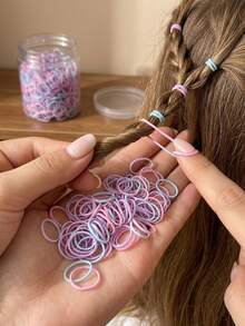 500pcs Colorful Disposable Hair Ties, Suitable For Girls' Daily Hair Accessories - Multicolor - View 2