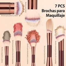 Brochas para Maquillaje 7 PCS Set de Brochas para Maquillaje Profesional Alto Nivel Suave y Cómodo Se Utiliza para Lociones Faciales Cremas Contornos y Polvos - Oro rosa - Ver 2