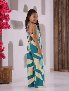 Long Printed Jumpsuit For Girls And Teenagers. - Mint Blue - View 6