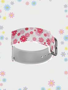 20/22mm Universal Smartwatch Band Compatible With Samsung, Honor - Silicone Strap With Pink Daisy Flower Print, Compatible With Huawei Watch 3/Galaxy Watch, GT2/GT3 - Multicolor - View 2
