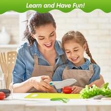 UINLE Baby Juego de juguetes de cocina de juego de roles para niños, herramientas realistas de cortar verduras y hornear, cuchillos de plástico, moldes con forma de verduras y frutas, delantal y herramientas de hornear, juguetes de interacción entre padres e hijos para educación temprana, regalo de cumpleaños para niños, manualidades de jardín de infantes, adecuado para niños y niñas de 6 años en adelante - Multicolor - Ver 8
