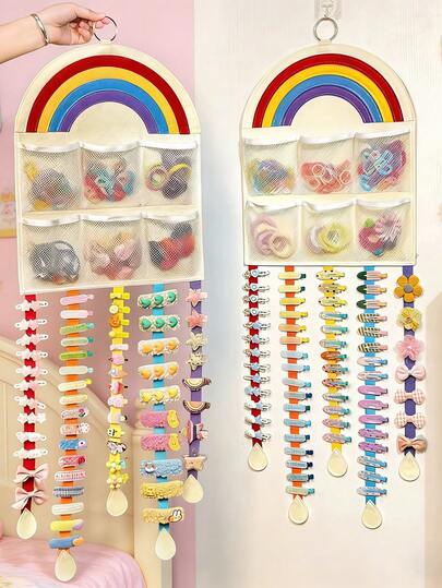 1个发夹收纳架，壁挂式，毛毡发圈，发带，发饰展示架