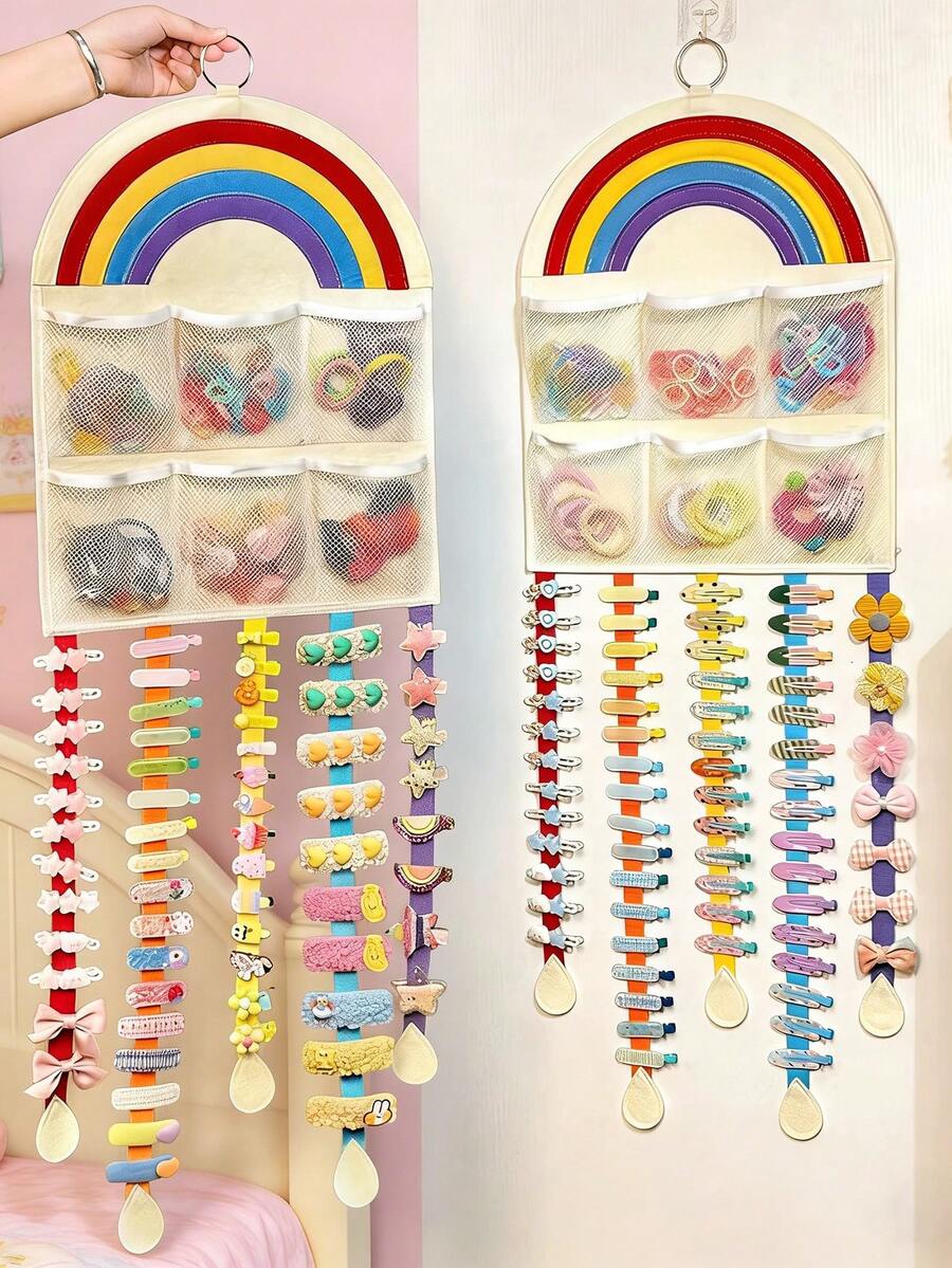 1个发夹收纳架，壁挂式，毛毡发圈，发带，发饰展示架 - 黃色 - 查看 1